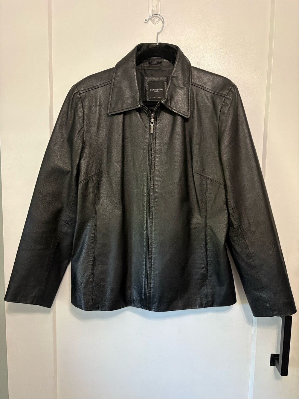 Vintage ColeBrook & Co Black Genuine Leather Jacket Minimal Classic Large